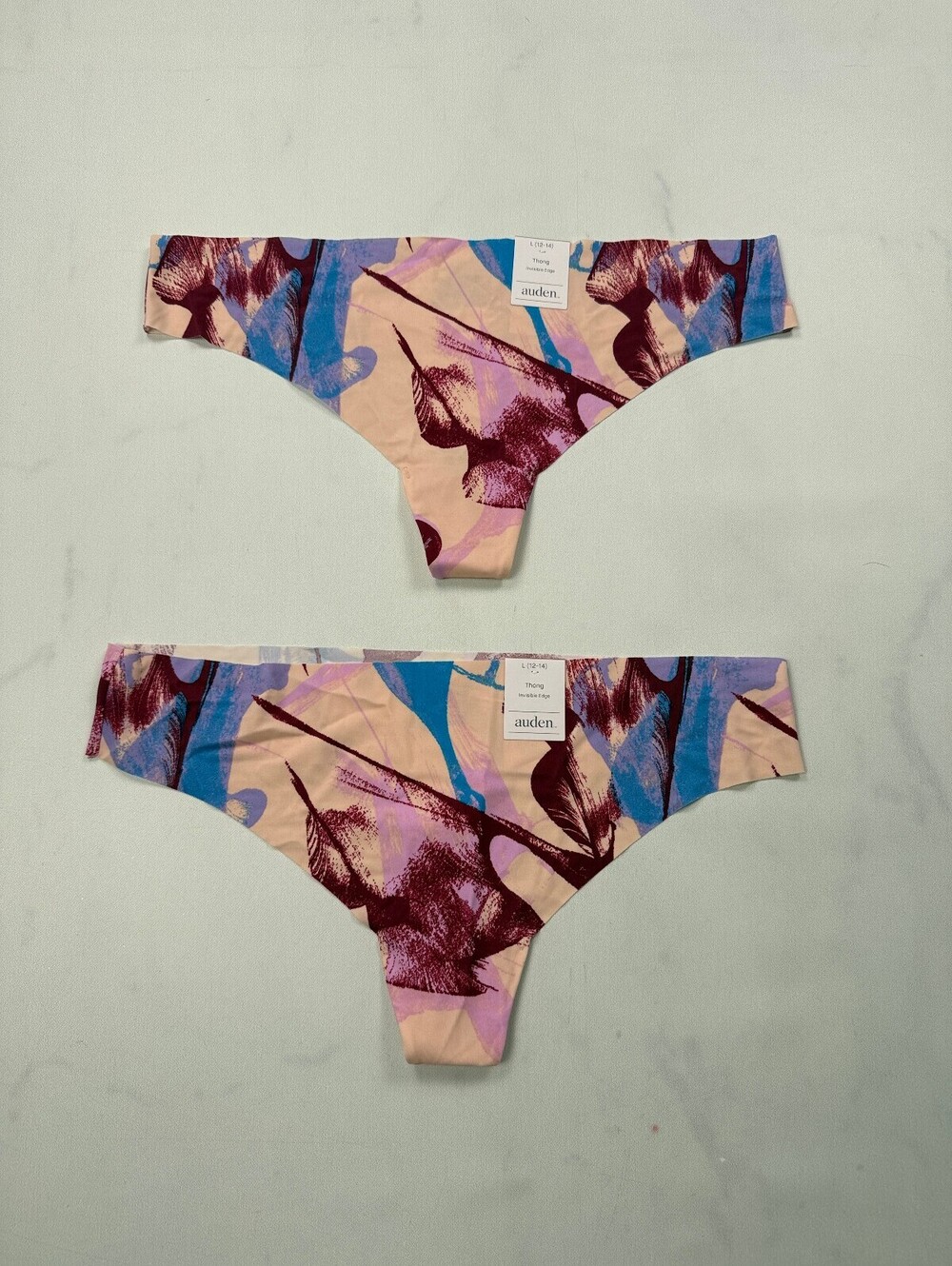Auden Thong Underwear Pink 2010s Abstract Print - Womens L (12-14)